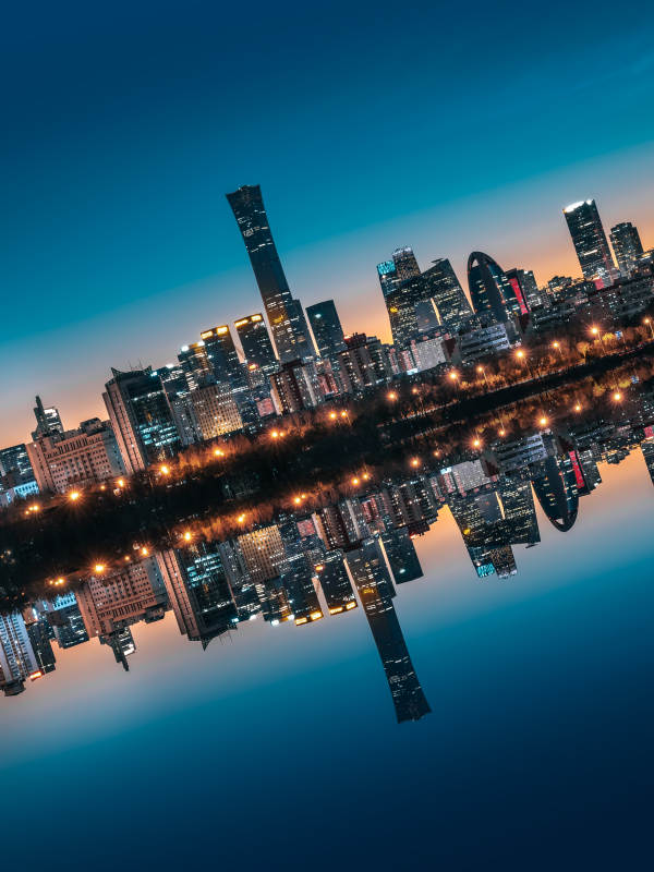 北京城市夜景倒影