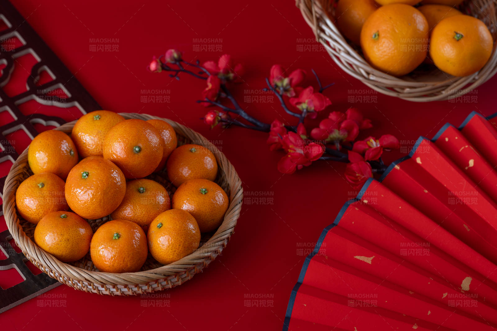 春節橙子與紅包布置