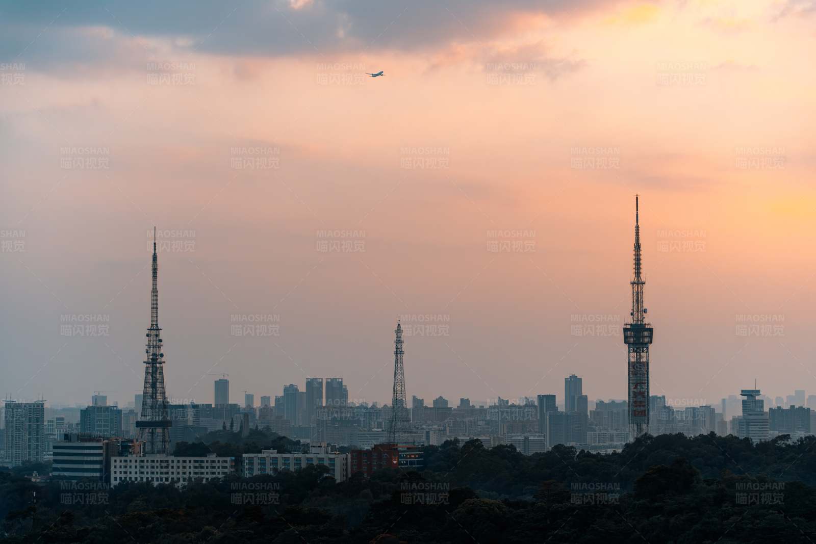 廣州日落城市天際線