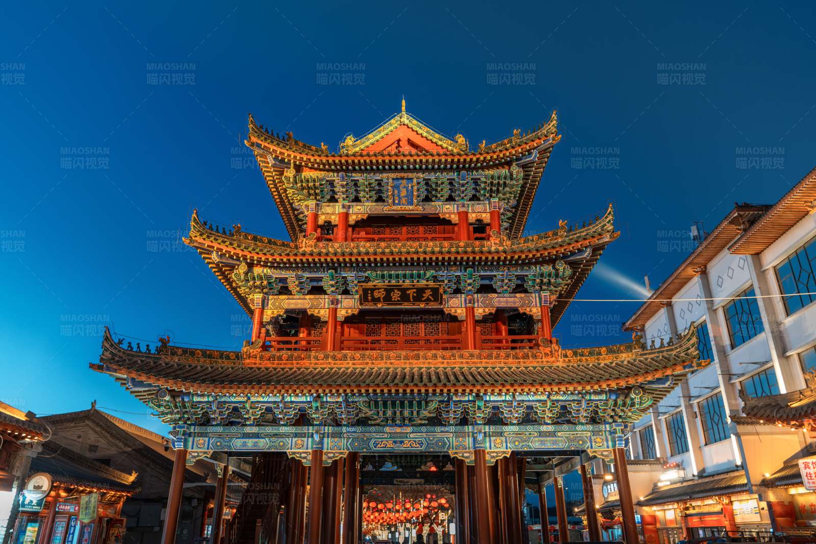 陜西榆林老街古建筑夜景