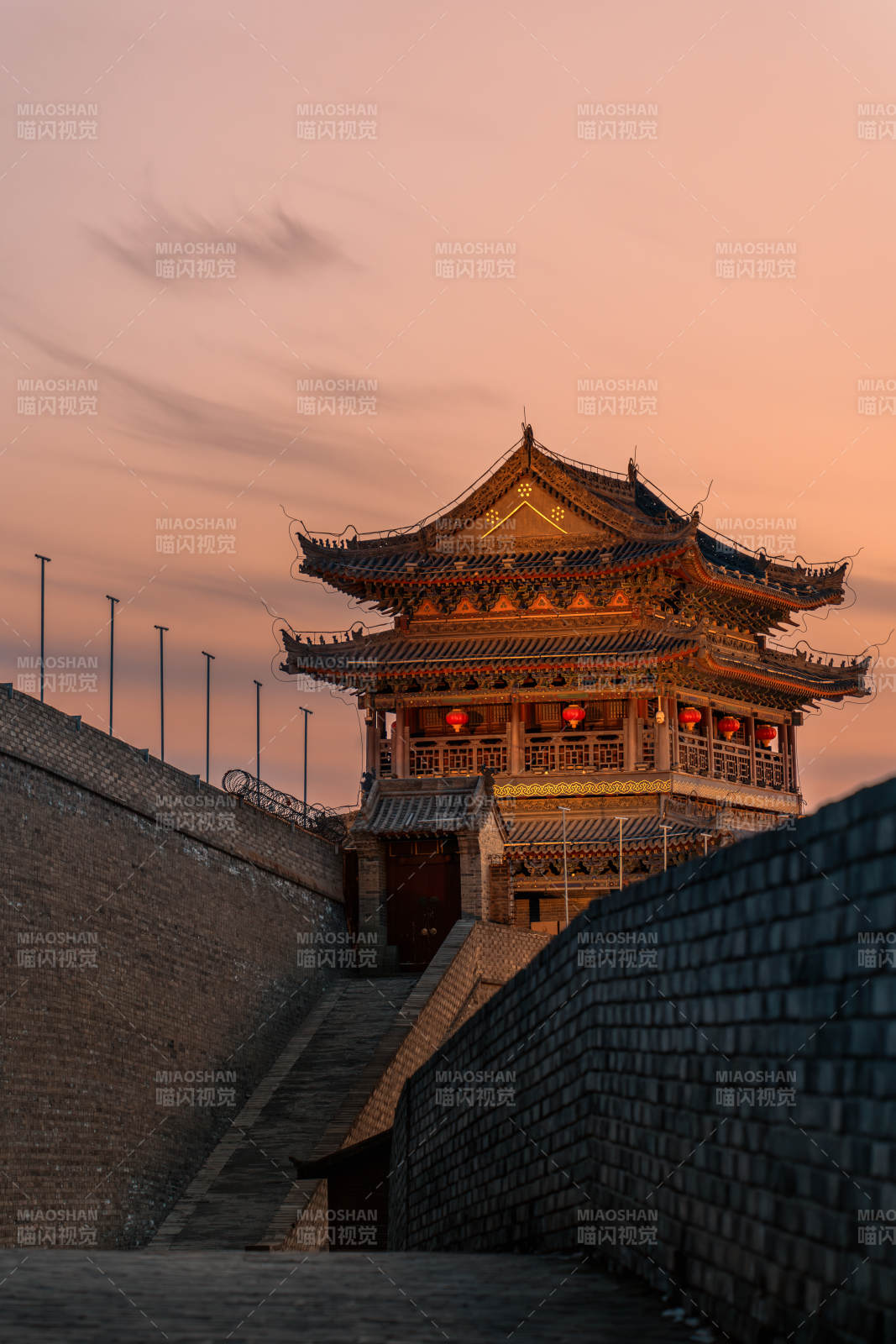 陜西榆林古城墻上的夕陽