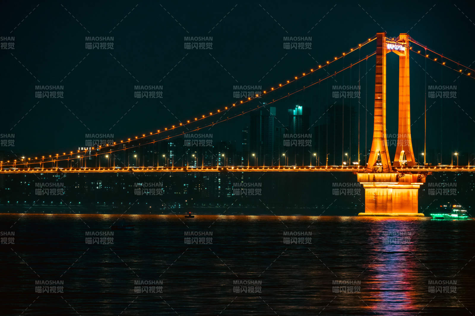 夜色中的金色大橋