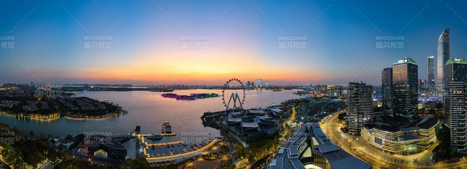 蘇州金雞湖城市黃昏全景圖