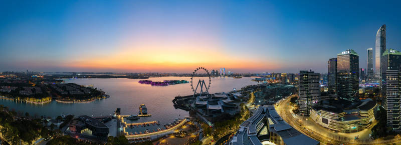 蘇州金雞湖城市黃昏全景圖