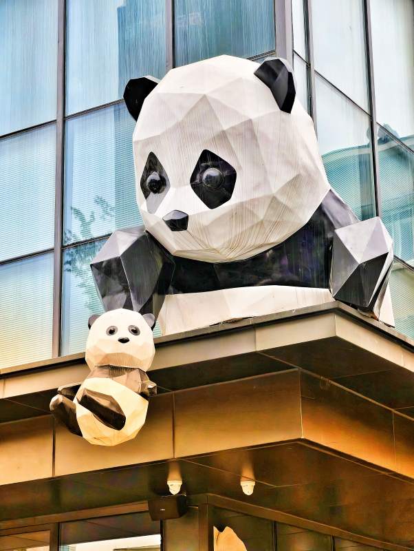 熊貓雕塑裝飾建筑