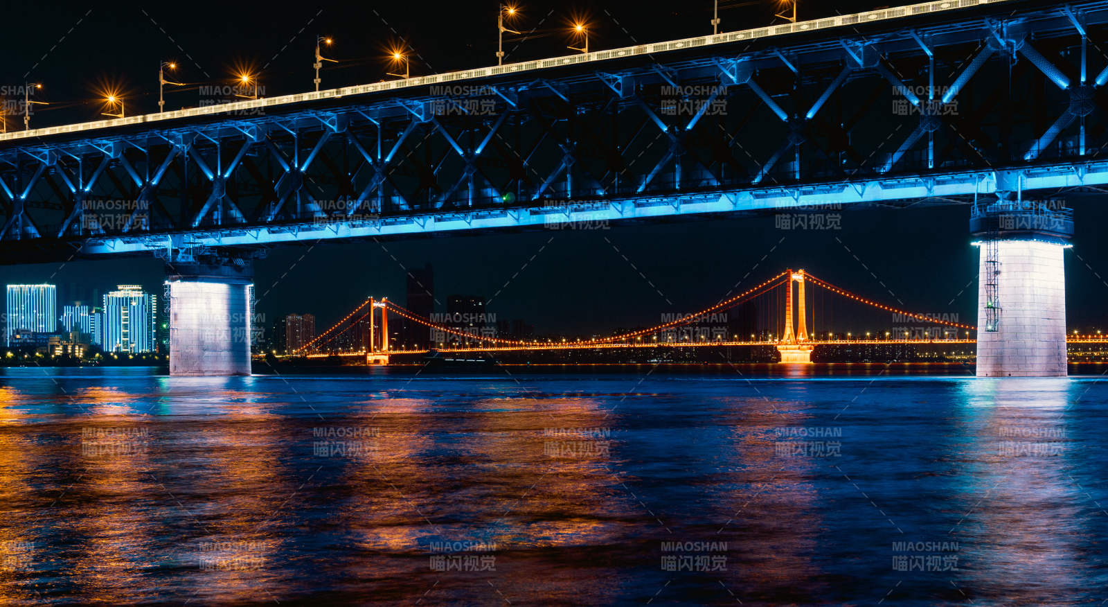 夜色中的橋梁與城市