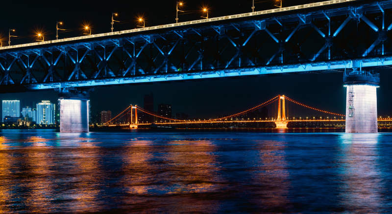 夜色中的橋梁與城市