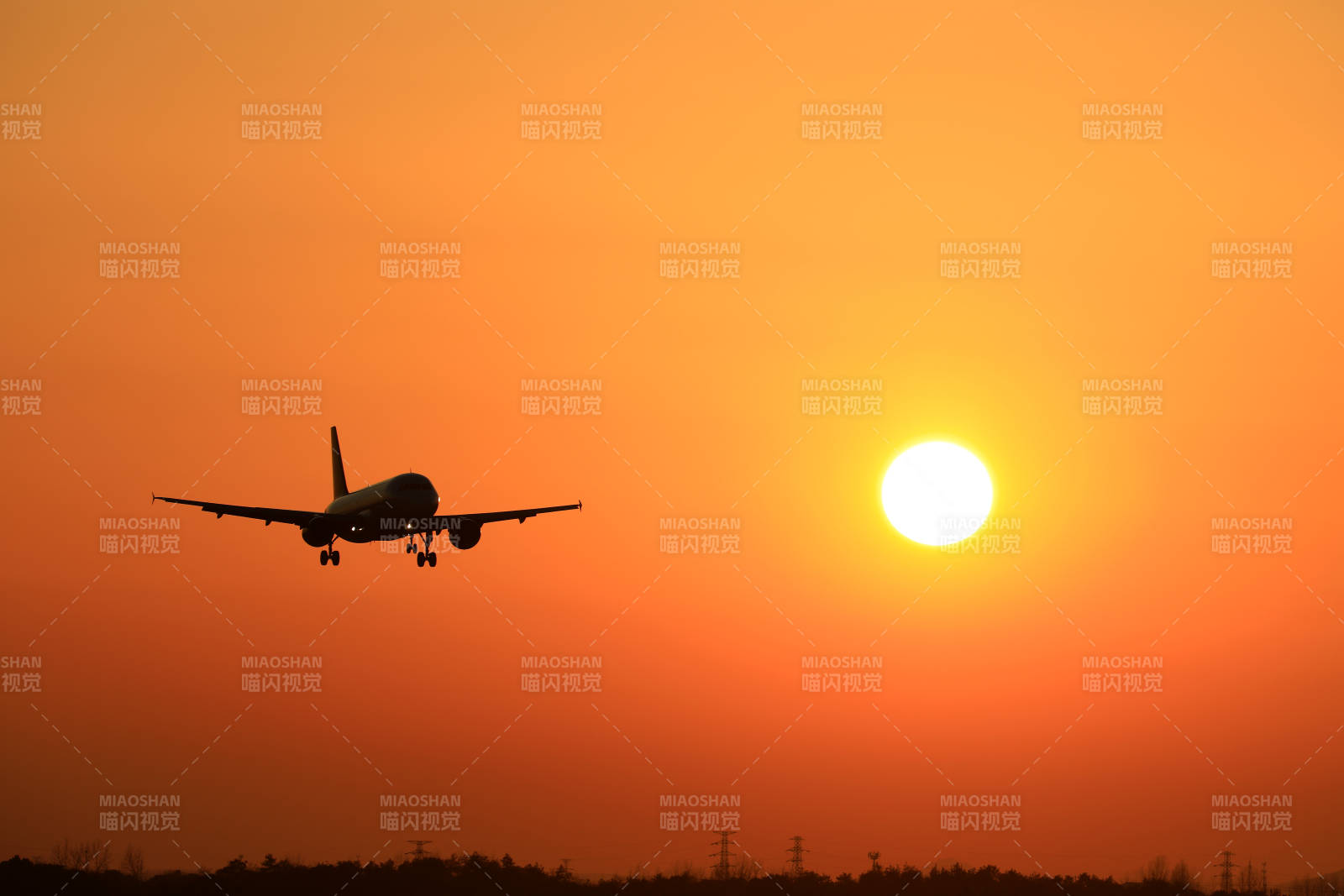 夕陽下的飛機(jī)