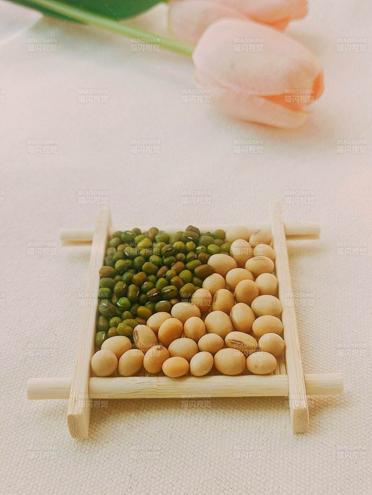 豆類與花的靜物