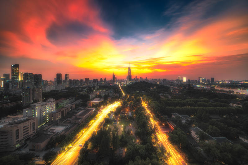 城市夕陽美景
