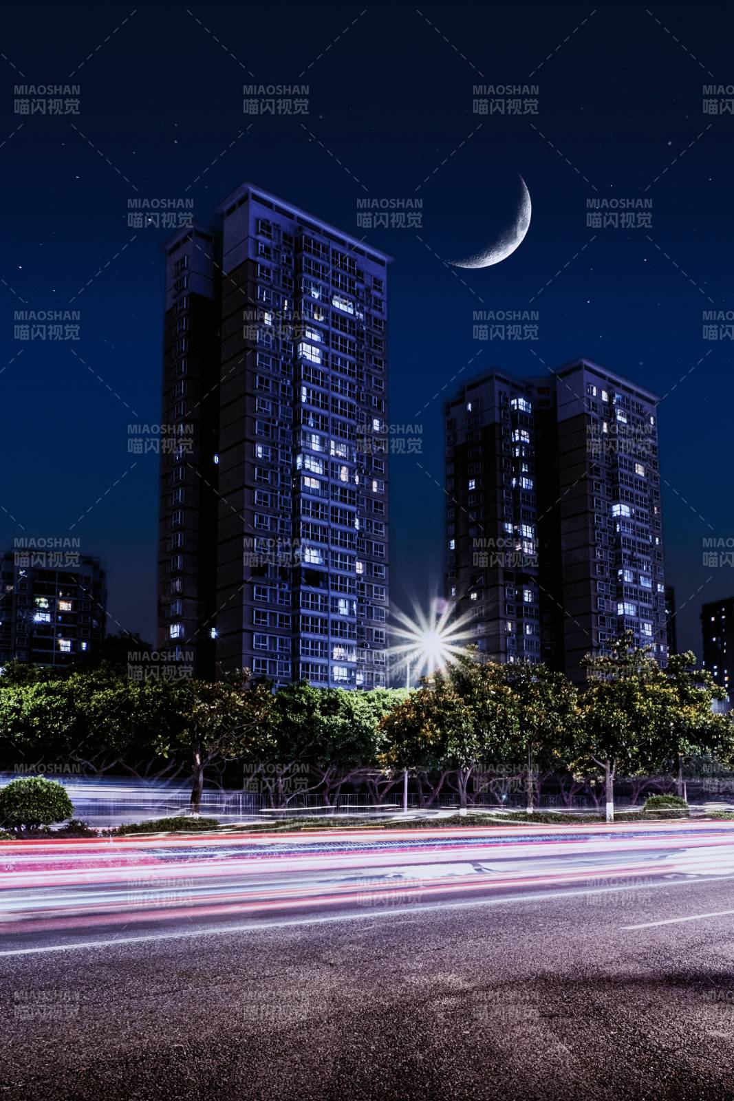 夜色下的城市剪影