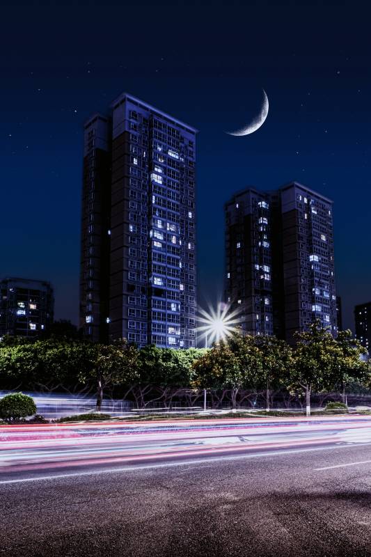 夜色下的城市剪影