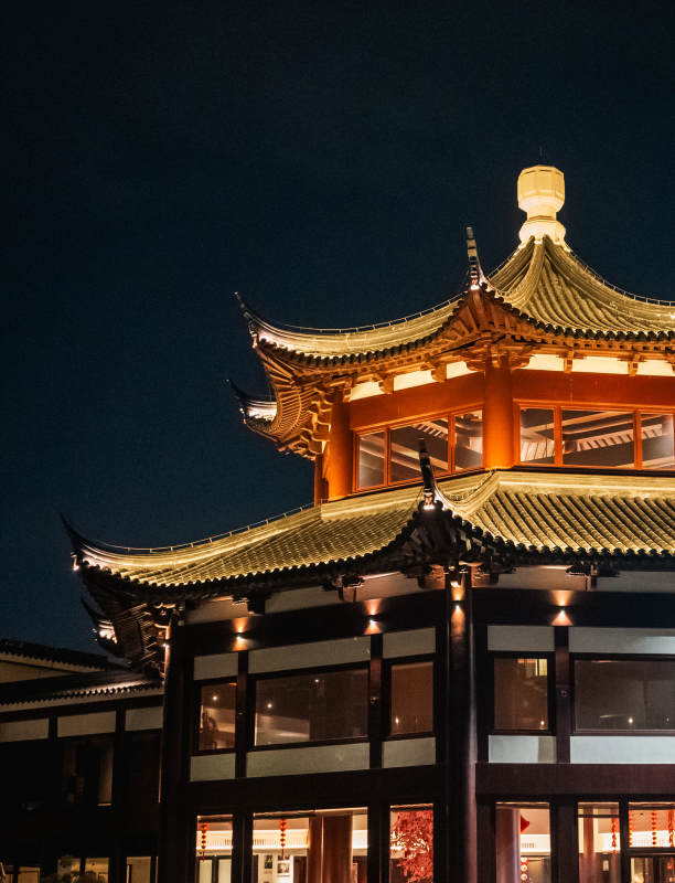 夜色中的東方建筑