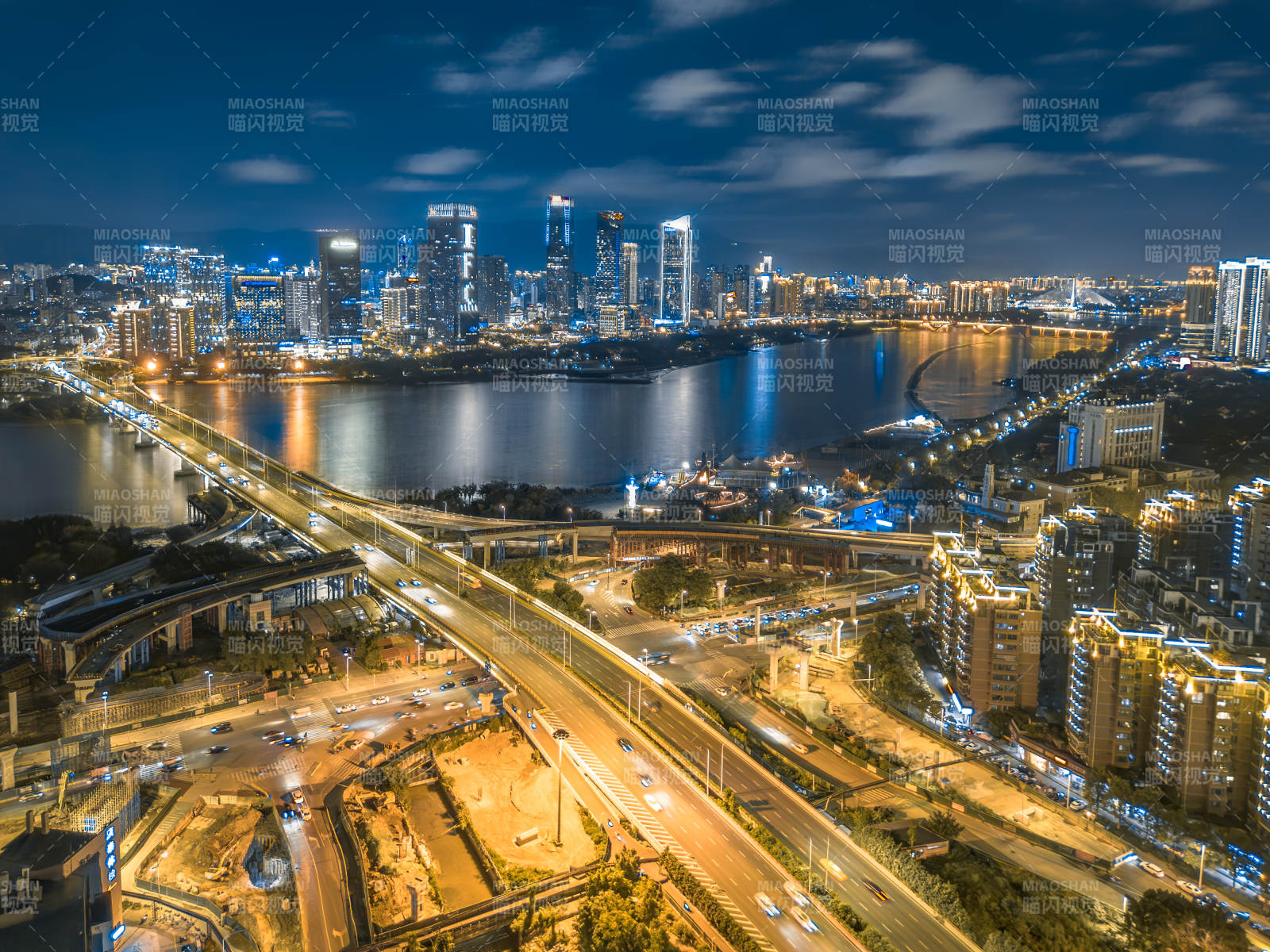 夜幕下的福州城市灯火辉煌