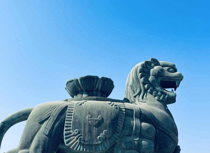 石家莊水上公園仿文物青銅震海吼雕塑