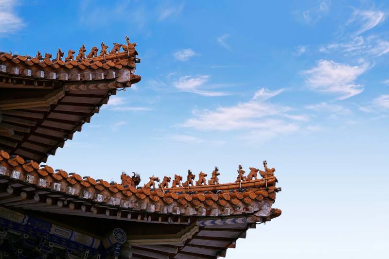 古建筑屋檐下的藍(lán)天
