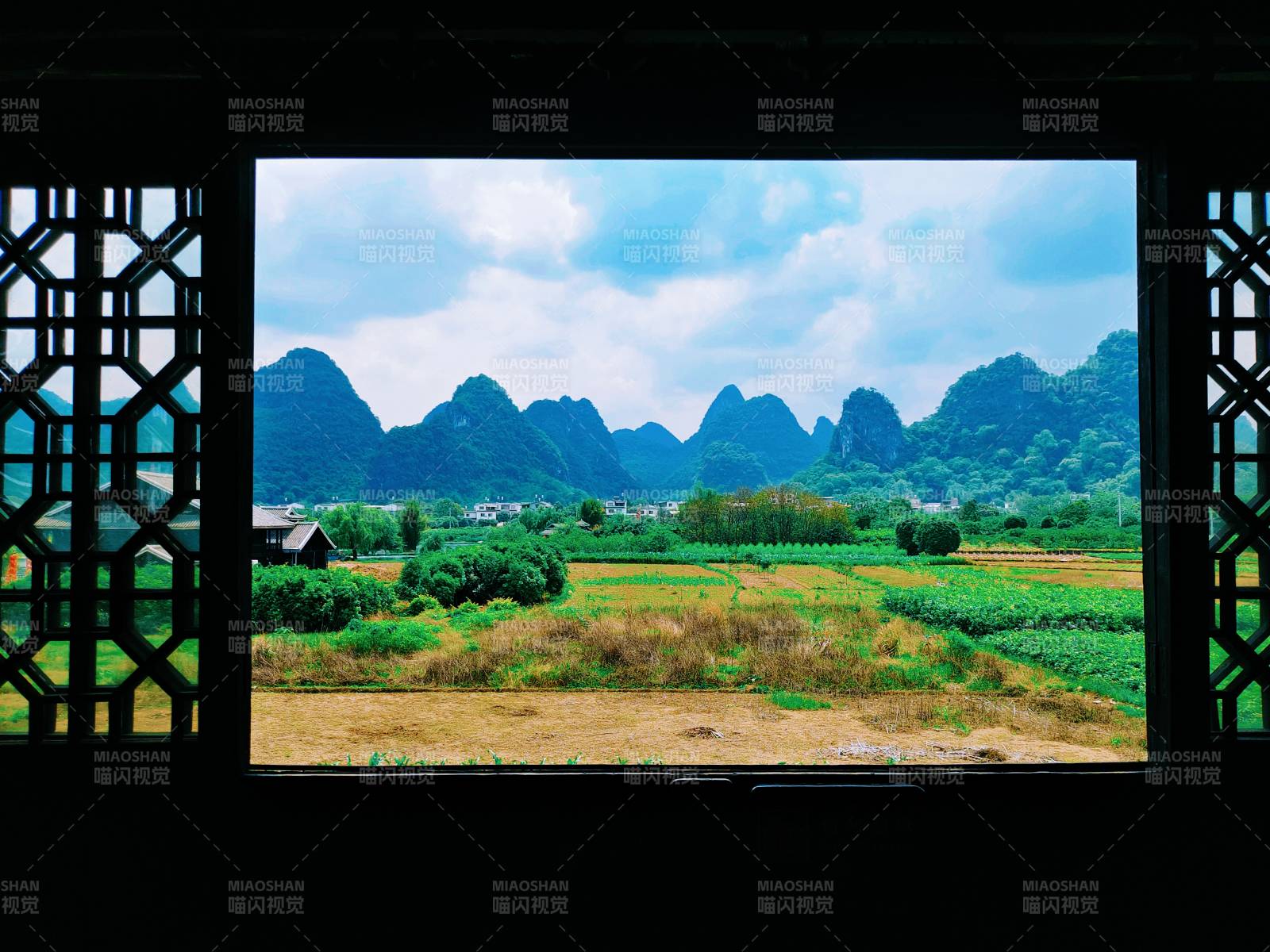 窗景 青山綠水田園風(fēng)光