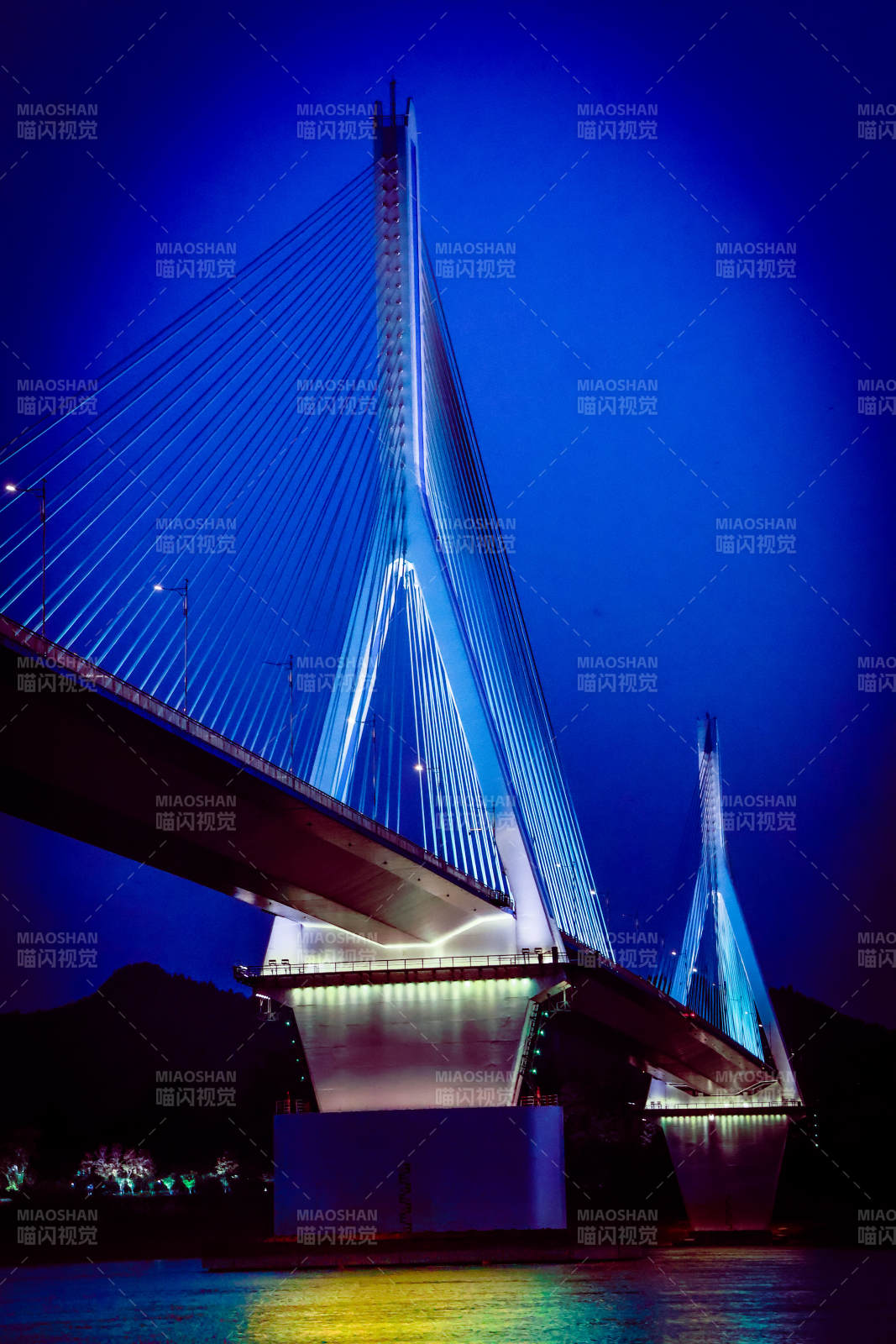 宜昌夜色中的斜拉橋