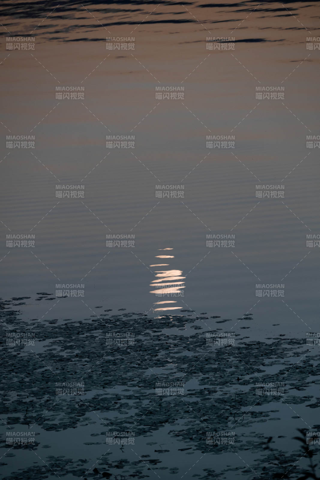 湖面夕陽倒影