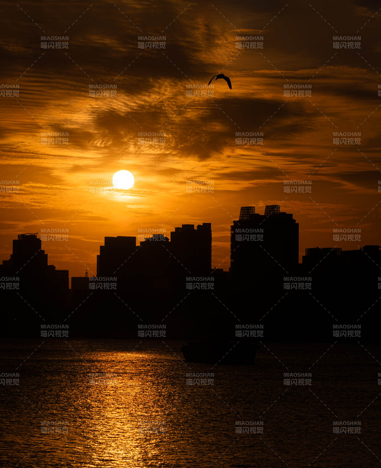 城市剪影夕陽