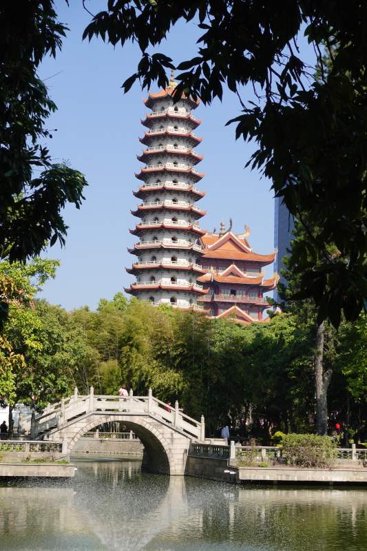 湖畔古塔映綠蔭