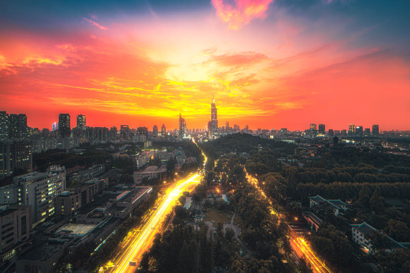 城市夕陽美景