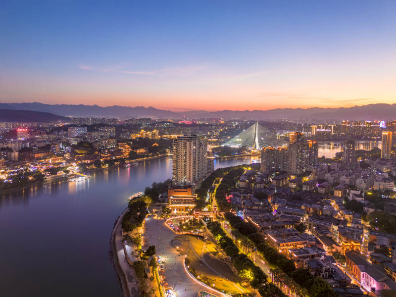 福州城市夜景 江畔燈火輝煌