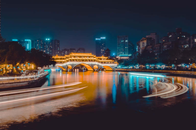 夜景橋影 城市之光-安順廊橋