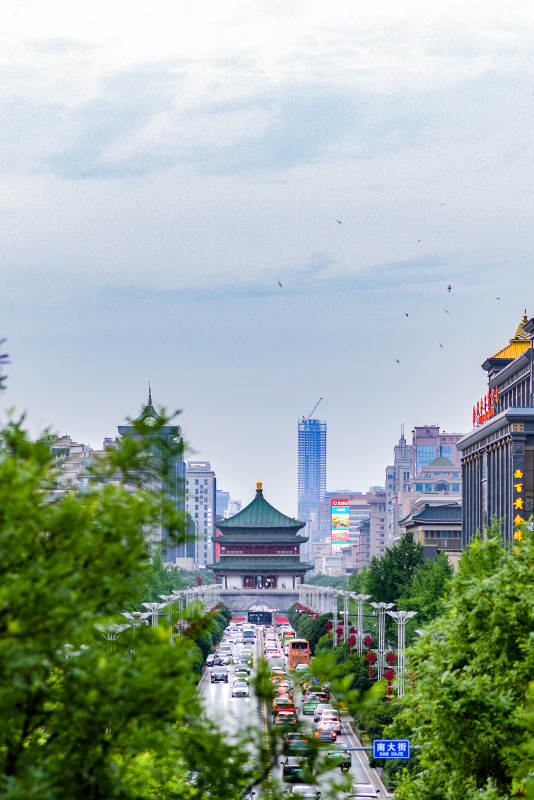 西安鐘樓與城市風光