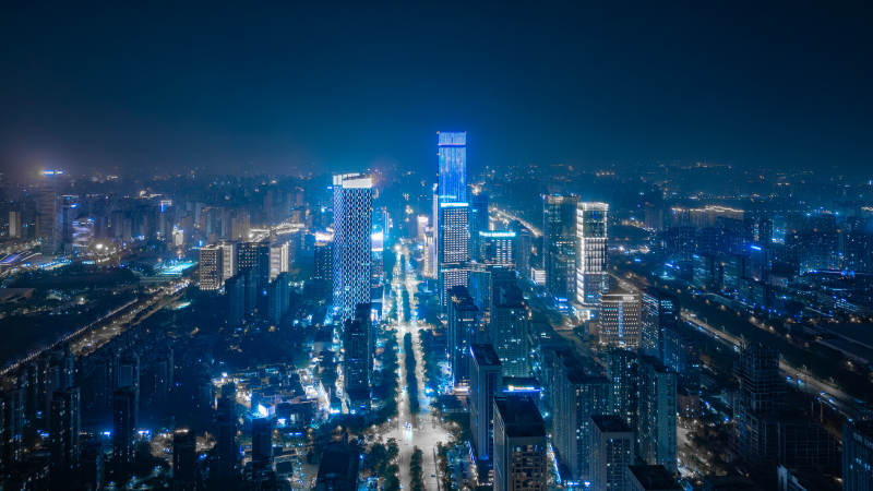 西安高新區(qū)夜幕下的燈火輝煌
