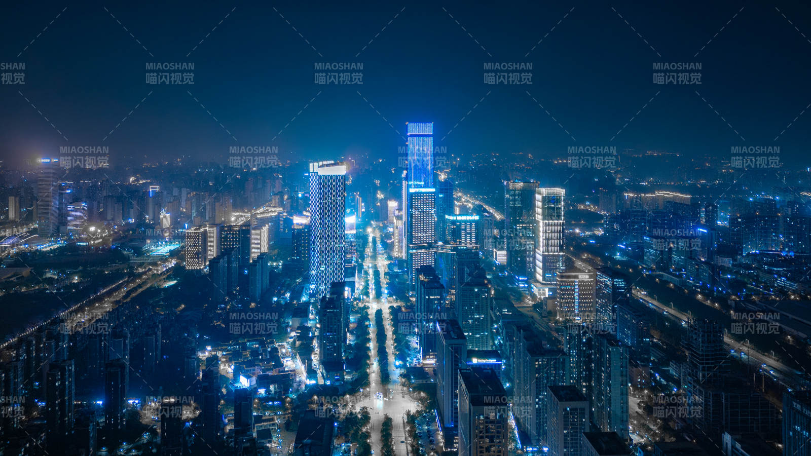 西安高新區夜幕下的燈火輝煌