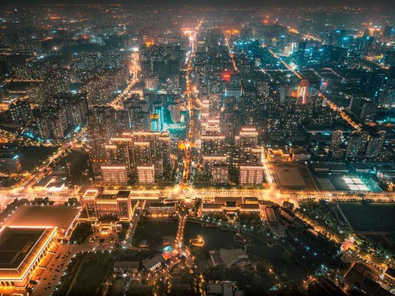 夜幕下的城市燈火輝煌-西安高新區(qū)夜景