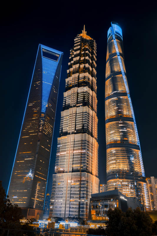 上海夜景三塔輝映