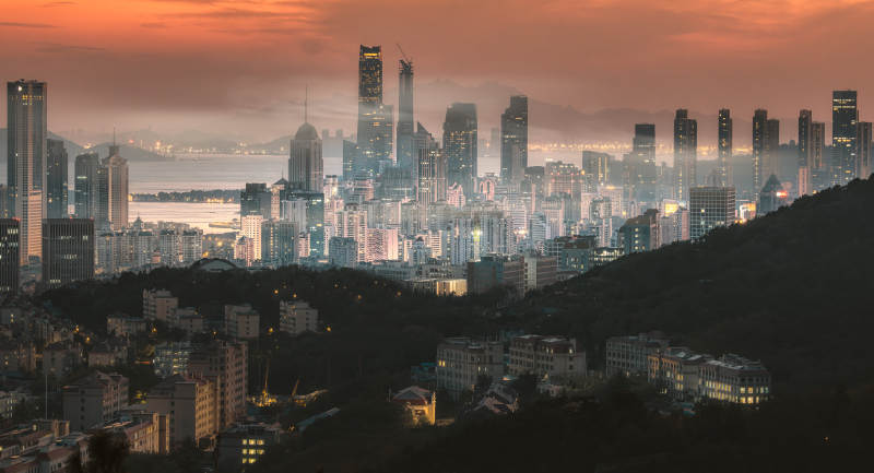 城市夜景 燈火輝煌的都市