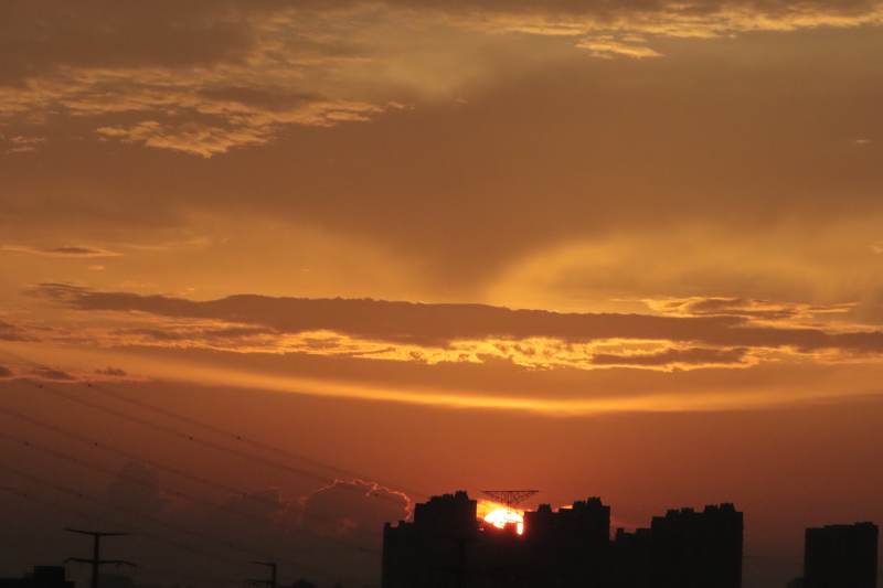 夕陽西下 城市剪影