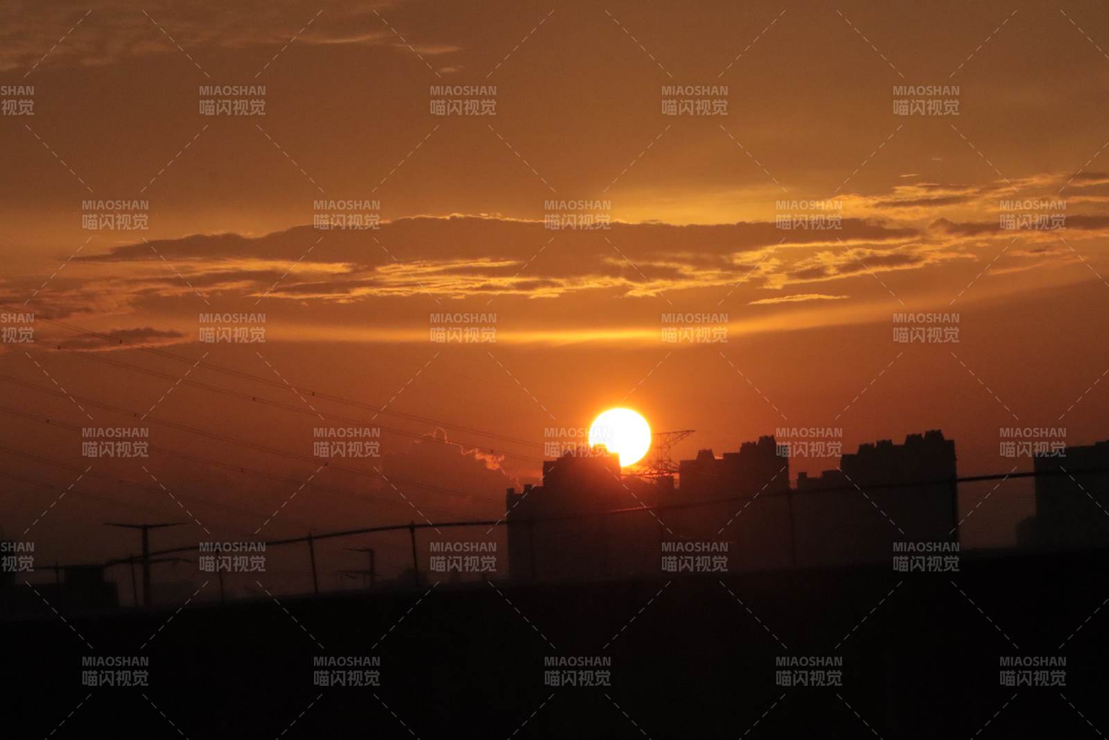 城市黃昏 夕陽西下