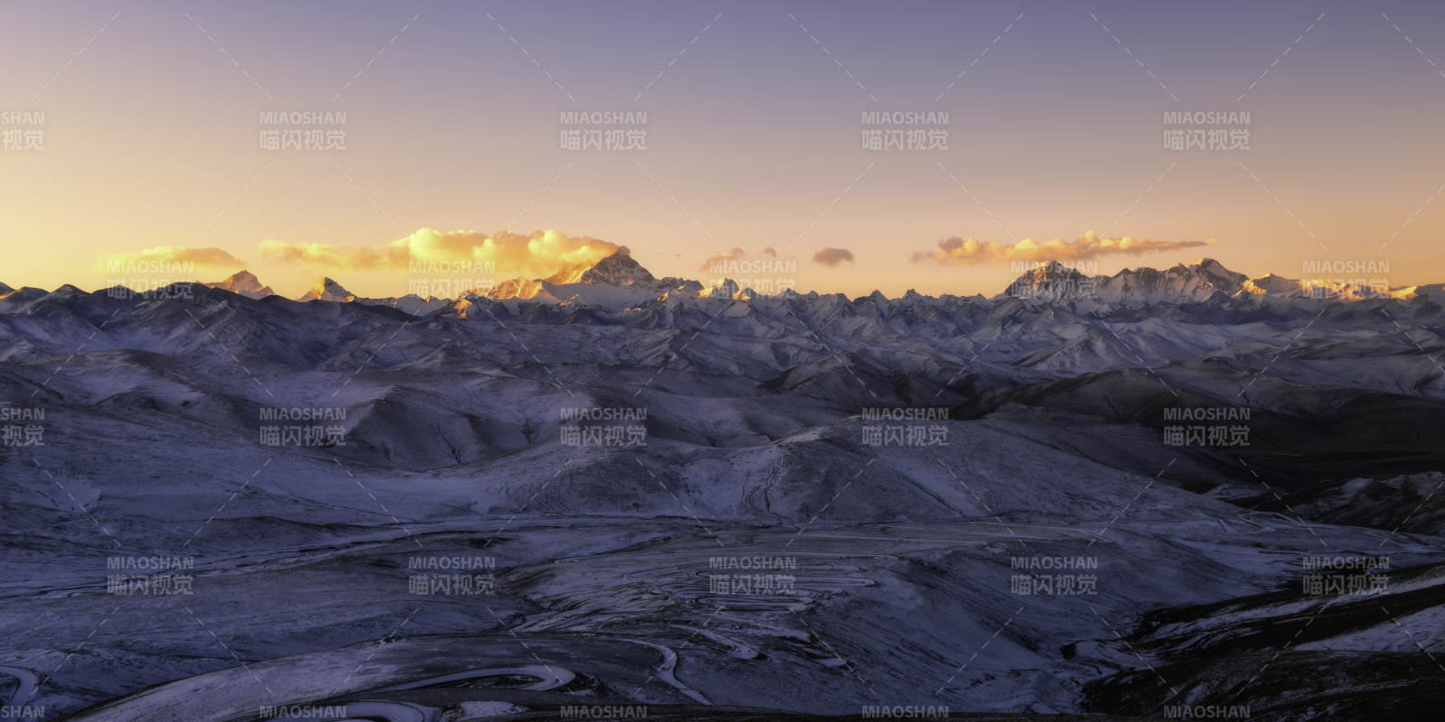 雪山日落 壯麗景色