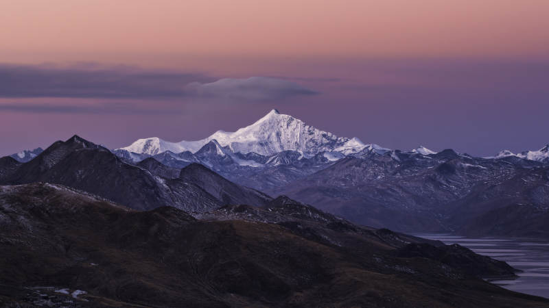 雪山日落 壯麗景色