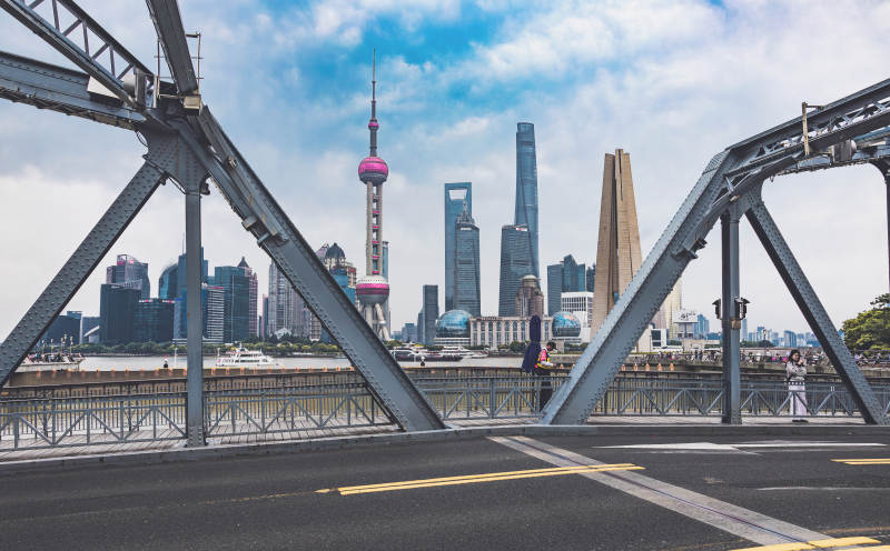 上海外滩大桥与城市天际线