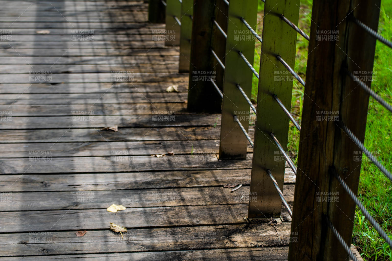 木質棧道與金屬欄桿