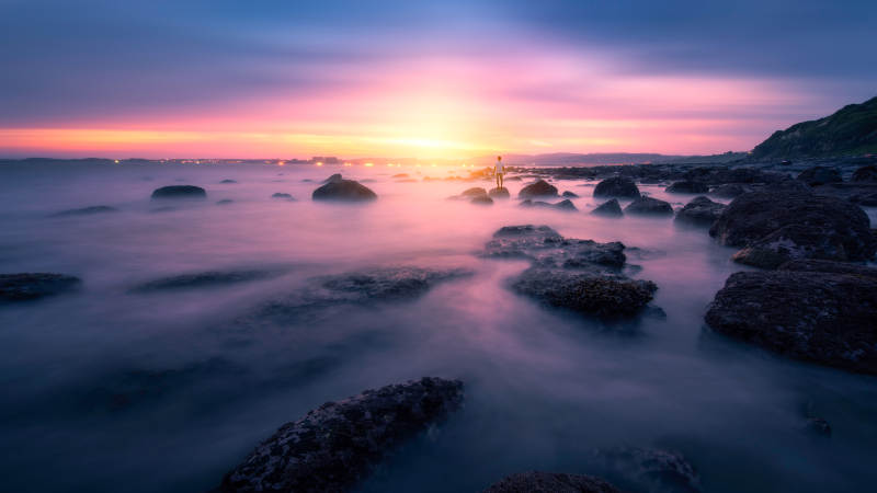 海邊日落 夢幻色彩
