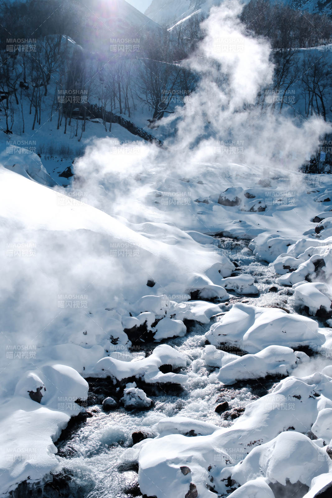 長白山雪地溫泉 熱氣騰騰