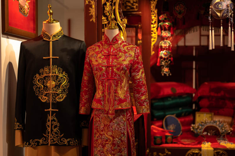 中式傳統婚禮服飾展示