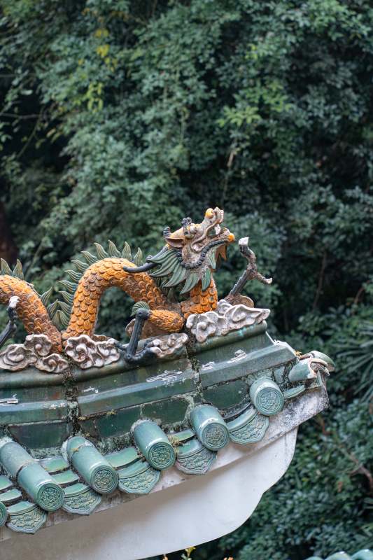 龍形裝飾的古建筑屋檐