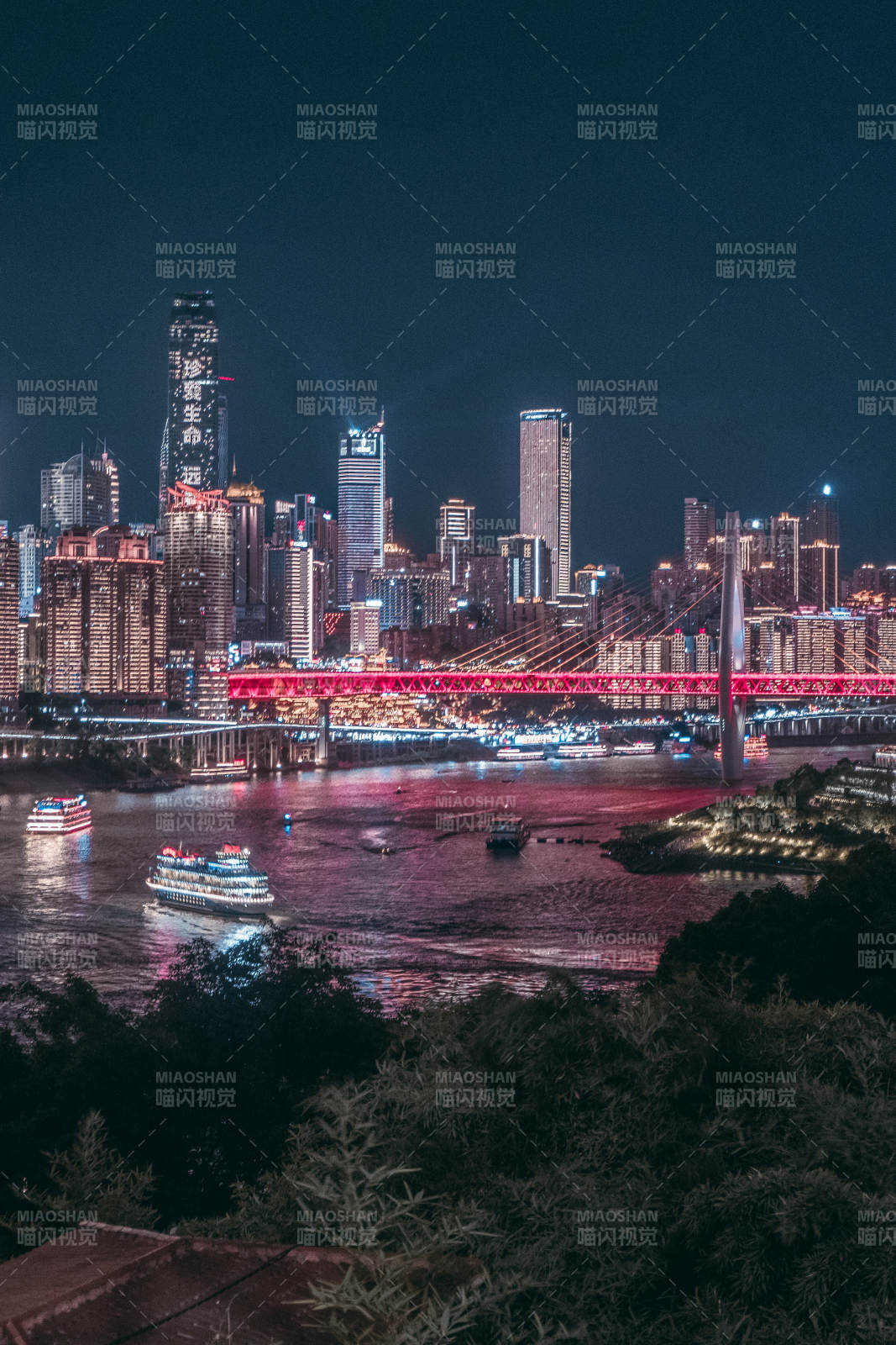 夜景城市 江橋燈火輝煌