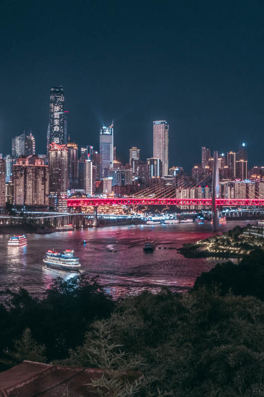 夜景城市 江橋燈火輝煌