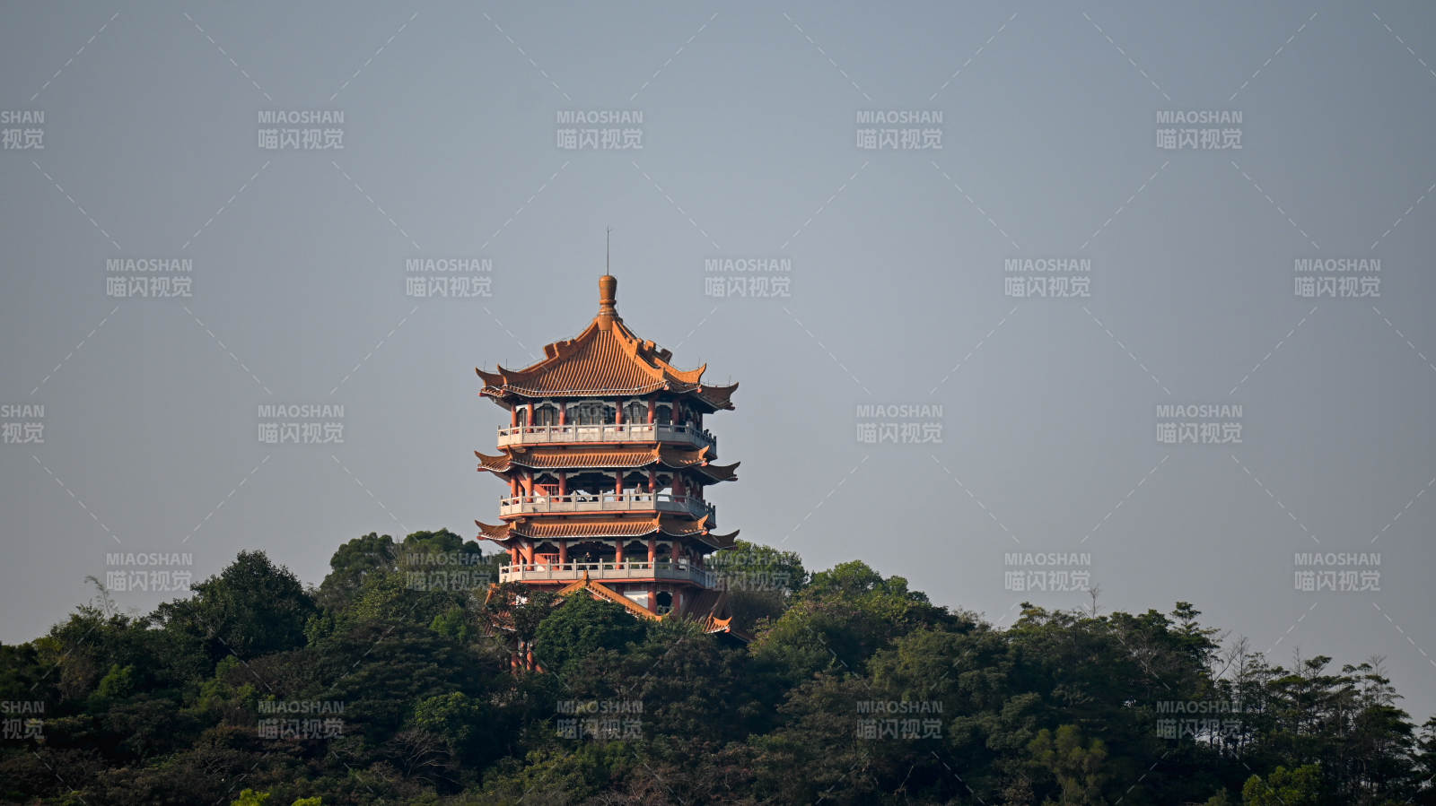 山頂古塔映翠林  鴻鵠樓