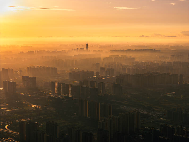 城市晨曦 高樓林立
