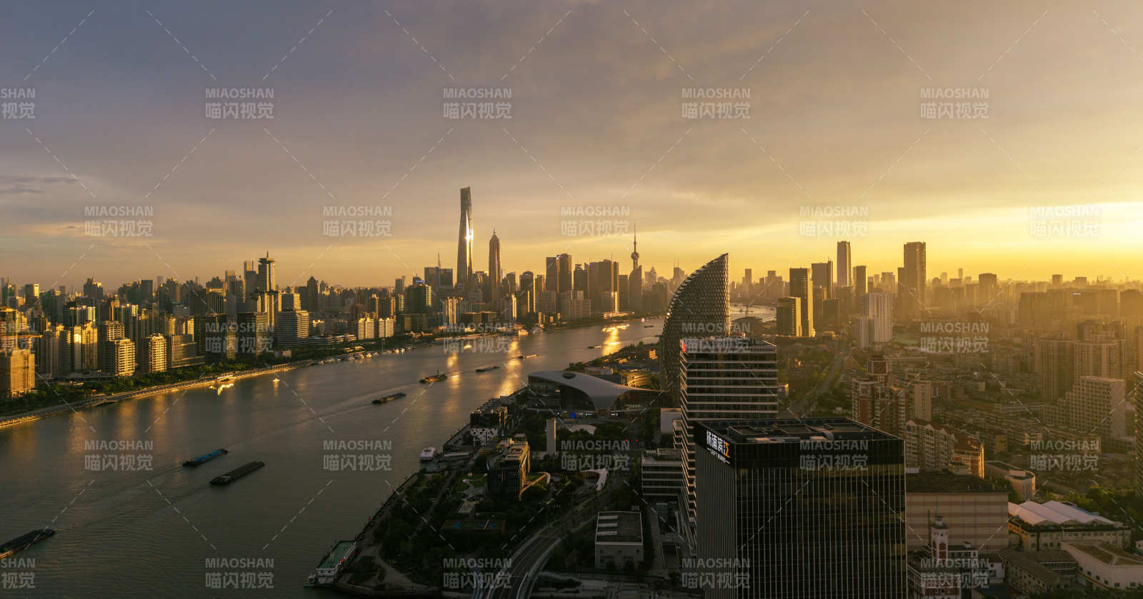 上海城市天際線黃昏景