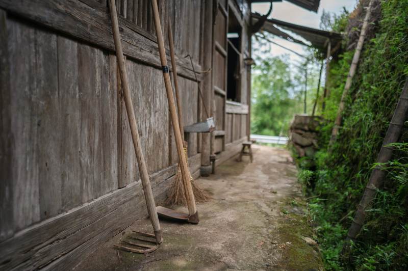 鄉村小徑與農具靜景